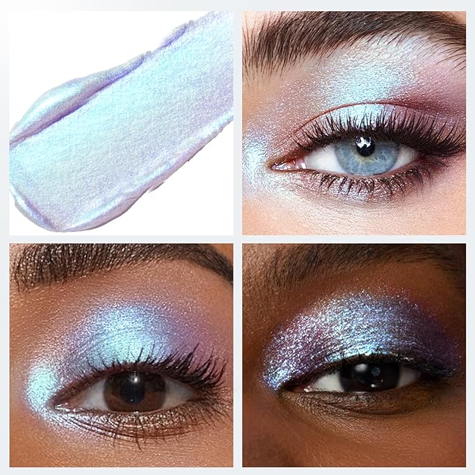 Holographic Duochrome Blue Green Glitter Eyeshadow Stick, Color Shift Shimmer Chameleon Eye Shadow Brightener Pencil, Silky Smooth Iridescent Sparkle Inner Corner Eye Highlighter Fairy Makeup