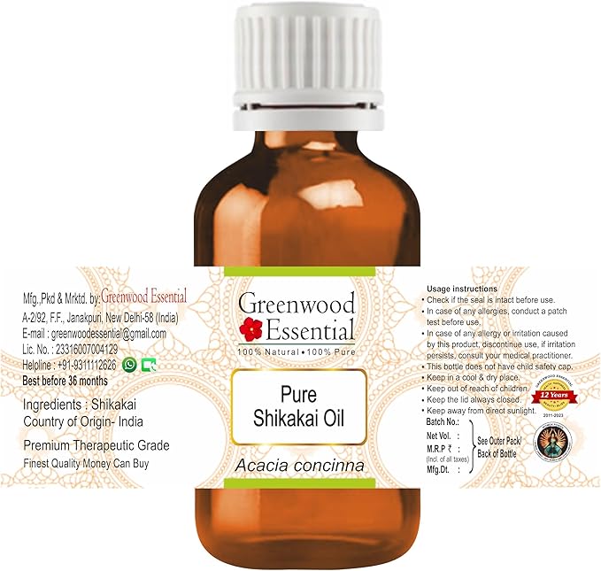 Greenwood Essential Pure Shikakai Oil (Acacia concinna) 30ml (1 oz)