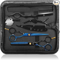 Hair Cutting Shears Sets - Professional 9 PCS Haircut Scissors Kit with 6.5" Thinning/Texturizing Scissors (29 Teeth) and Straight Shears for Men Women Home Salon (Black & Blue)
