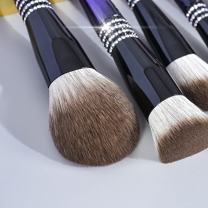 Bueart Design 16Pcs ULTRA SOFT Labeled Pro Makeup Brushes Set with Foundations Powder Blush Concealer Blending Eyeshadow Contour Brush (12Pcs Black Rose Blue)