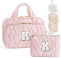 YOOLIFE Personalized Birthday Gifts for Women Teen Girls - Hanging Toiletry Bag Makeup Bag for Women Girls, Initial Toiletry Bag Makeup Bag Pink Letter C