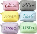 Personalized Makeup Bag with Embroidered Name,Custom Travel Toiletry Stripe Cosmetic Bag, Wedding Gift for Bridesmaid/Women/Girl