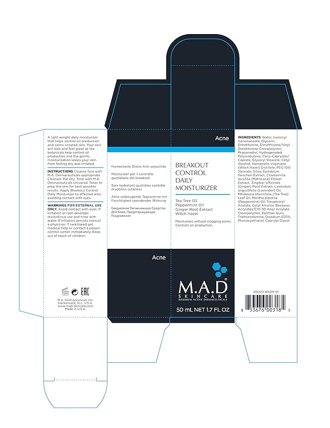 M.A.D Skincare Anti-Acne Duo Set - Salicylic Cleansing Gel - Breakout Control Daily Moisturizer