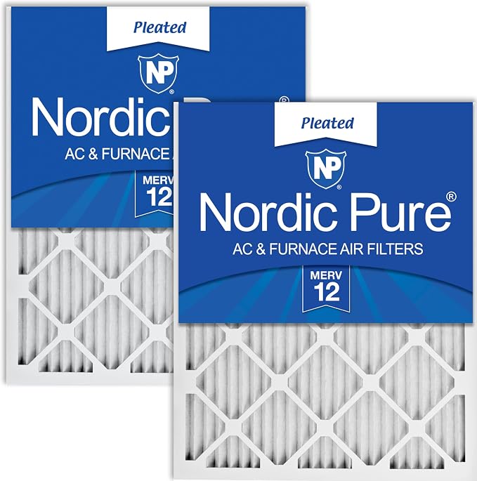 Nordic Pure 24x24x1 Pleated MERV 12 Air Filters 2 Pack by NordicPure