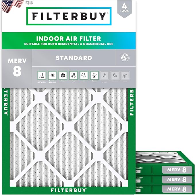 Filterbuy 28x30x1 Air Filter MERV 8 Essential Dust & Allergy Defense, by Filterbuy