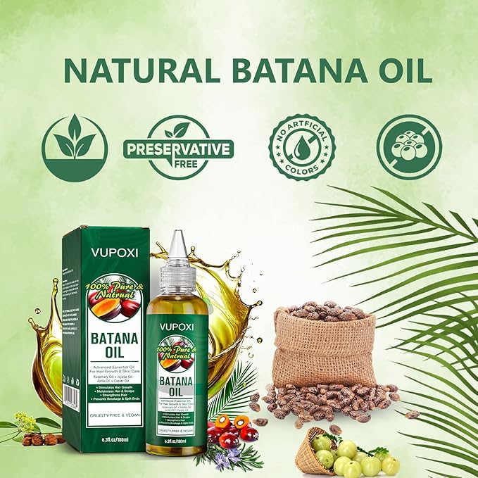 5-in-1 Batana Oil for Hair Growth | Liquid Blend with Rosemary, Amla, Castor, Jojoba Seed - 180mL (6.3 fl.oz)