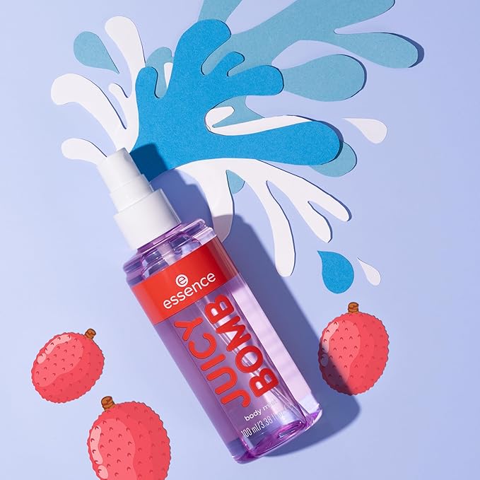 essence | Juicy Bomb Body Mist| Fruity Lychee with Dragonfruit & Floral Notes | Long-Lasting, Travel-Friendly & Vegan (03 | Lychee Lagoon)