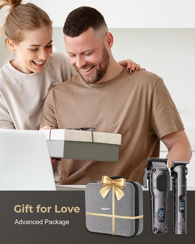 Hair Clippers for Men Professional, Cordless Hair Clippers for Hair Cutting, Mens Clippers and Trimmers Set, Electric Hair Trimmer for Men with Package Box (Gray)