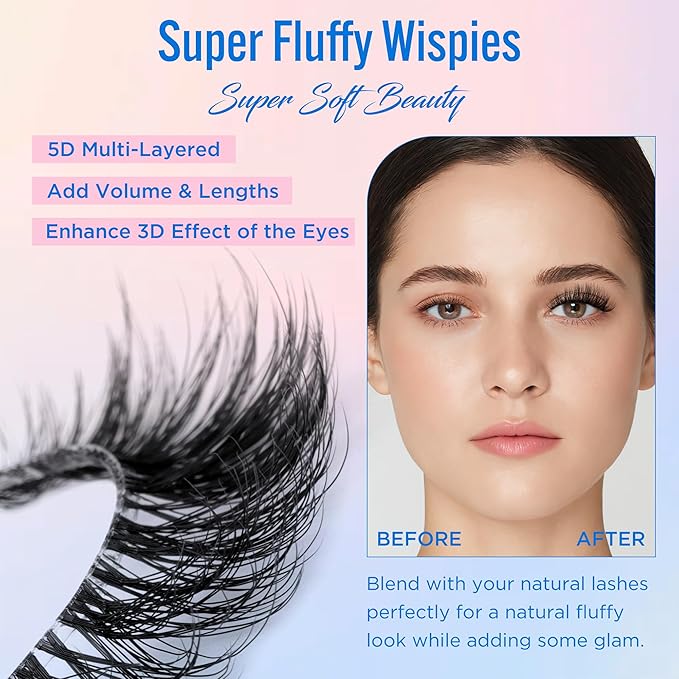 Eyelashes Natural Look False Lashes - Bepholan Fake Eyelashes 5D Super Fluffy False Eyelashes Black Band Wispy Lashes 3-Pack Faux Mink Lashes(XMZ91)