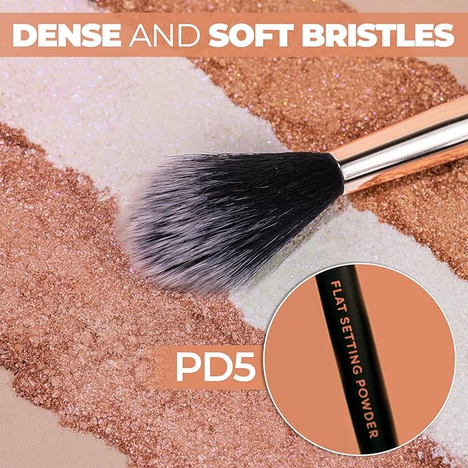 Profusion Cosmetics Artistry Flat Setting Powder Brush for Makeup – Dense Synthetic Bristles for Smooth Application, Lightweight Matte Handle, Vegan & Cruelty-Free