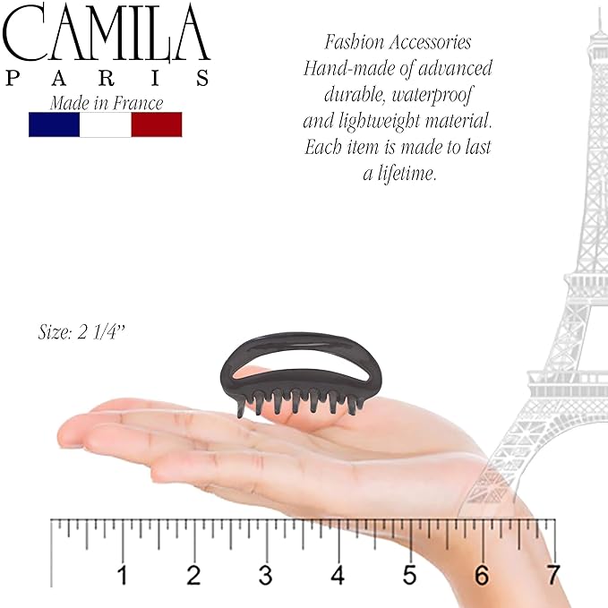 Camila Paris CP3080 French Hair Clip for Women, Gray, Girls Hair Claw Clip Jaw Fashion Durable and Styling Hair Accessories for Women, Luxury Ladies Strong Hold No Slip Grip Clamp, Made in France