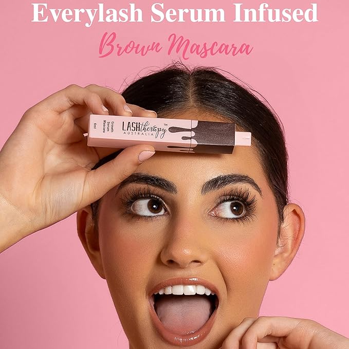 Lash Therapy Australia Everylash Growth Serum Infused Mascara, Adjustable & Durable Silicone Wand for Longer, Fuller-Looking Lashes (Brown/Black) (Black)