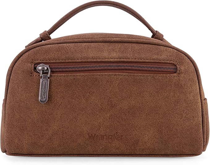 Montana West Wrangler Makeup Bag for Women Small Cosmetic Toiletry Bags Western Make Up Pouch Durable Cute Travel Purse, Brown