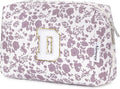 Narwey Birthday Gifts for Teen Girls Kids Women Personalized Initial Floral Makeup Bag Cute Cosmetic Trendy Stuff 6 8 10 11 12 13 14 16 18 Years Old Travel Toiletry Bag (Little Dusty Pink Flower D)