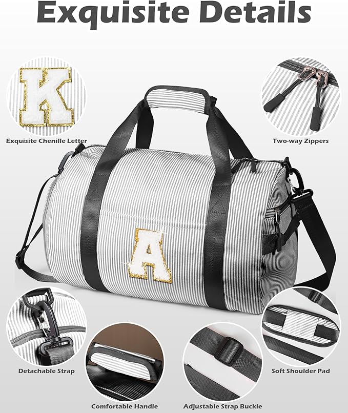 Birthday Gift for Daughter, Girls Travel Duffle Bag, Kids Initial Overnight Bags with Shoe Compartment, Monogram Weekender Bag with Makeup Pouch, Ballet Recital Gifts for Niece (Letter A)