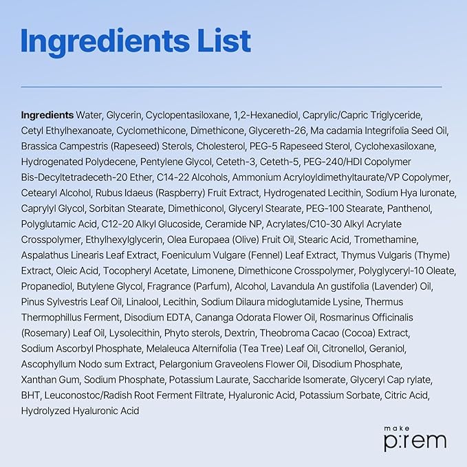 MAKE P:REM Hydrate Me. Micro Tension Cream, Moisturizing Watery Gel Type, Non-Sticky Finish Hydrating Facial Cream for Dry, Sensitive, Oily, Acne-prone Skin, Korean Skin Care, 2.19 fl. oz. (65ml)