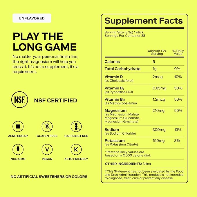 MAGNA Electrolytes Powder Drink Mix for Hydration, Energy & Focus Support with Magnesium L Threonate, Sodium, Potassium, Vitamin D, B6 & B12, Sugar Free, Unflavored, 28 Servings
