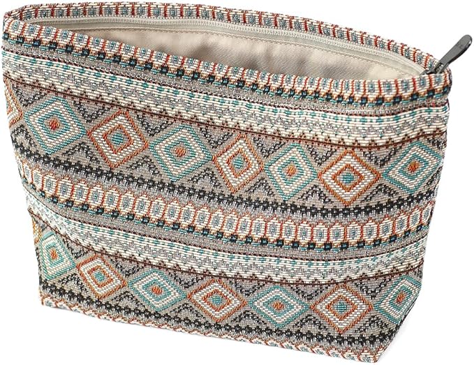 Stylish Jacquard Makeup Bag - Large Capacity Cosmetic Pouch & Travel Toiletry Organizer with Zipper, Perfect for Daily Use & Gifts