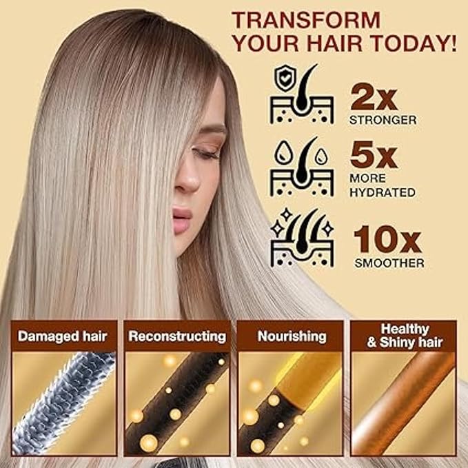 Collagen Hair Treatment Mask, for Dry & Damaged Hair, (Trataniento Para Cabella Seco y Matratados) is Keratin, Maca Essence All Cleanses Treated Hair Relaxes The Tense Scalp 8.8FL OZ,250ml