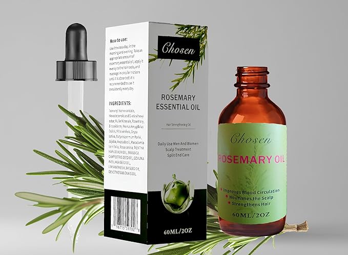 Chosen Hair Oil, Rosemary Essential oil & Mint Hair Oil, Split Ends & Dry Scalp Treatment - Made with Rice Bran &Essential Oils for strengthening, Moisturizing & Encouraging Healthier Hair