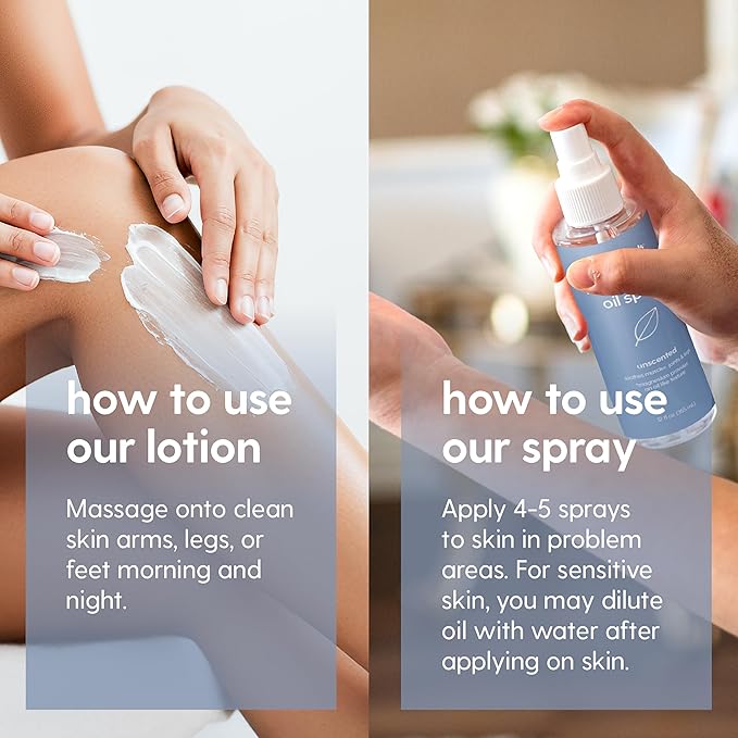 Unscented Magnesium Lotion & Spray for Sleep, Suitable for Sensitive Skin, Helps with Muscle Relaxation, Soothes Tired Legs & Foot Aches and Supports Restful Nights, 8 & 12 fl oz by M3 Naturals