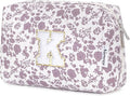 Narwey Birthday Gifts for Teen Girls Kids Women Personalized Initial Floral Makeup Bag Cute Cosmetic Trendy Stuff 6 8 10 11 12 13 14 16 18 Years Old Travel Toiletry Bag (Little Dusty Pink Flower K)