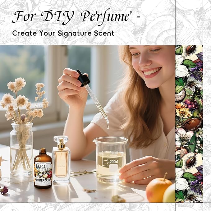 HIQILI Amber Soil Fragrance Oil for Diffuser, Perfume & Hair Perfume Mist Making - Citrus, Pepper & Woody Notes, Long-Lasting Scent - 1 Fl Oz
