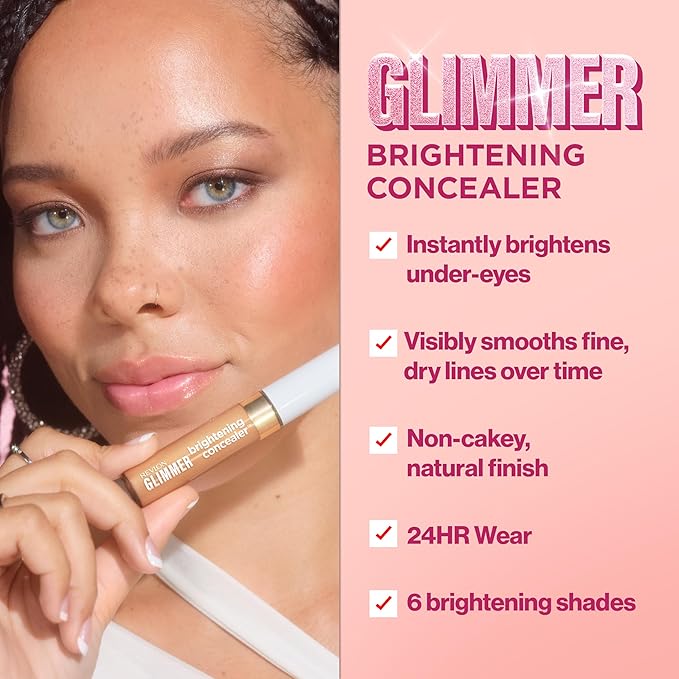 Revlon Glimmer Brightening Concealer, Liquid Under Eye Makeup, Made with Caffeine, Vitamin C, & Stevioside, 155, 0.3 fl oz