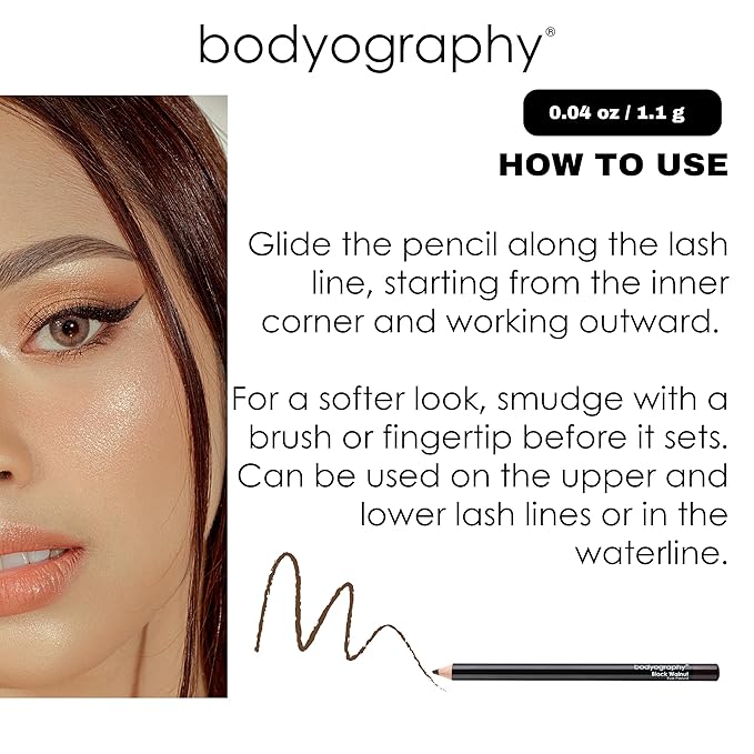 Bodyography Cream Eye Pencil, Bali Bronze - Wooden Eyeliner for Eyes & Eyebrows, Long-Lasting Cruelty-Free Coconut Oil Cosmetic Liner