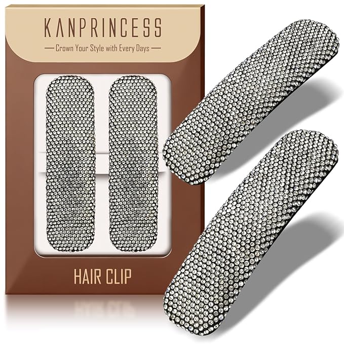 Rhinestone and Crystal Hair Clips 2-Pack, Sparkly Barrettes & Elegant Bling Accessories for Women & Girls(Set17)
