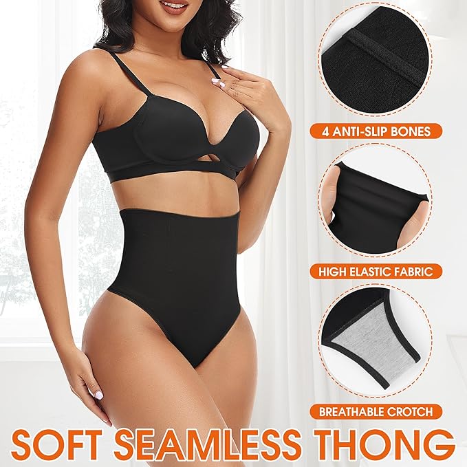 Niceuare Tummy Control Thong Shapewear for Women High Waist Body Shaper Underwear Seamless Comfortable Panty Thong