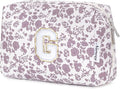 Narwey Birthday Gifts for Teen Girls Kids Women Personalized Initial Floral Makeup Bag Cute Cosmetic Trendy Stuff 6 8 10 11 12 13 14 16 18 Years Old Travel Toiletry Bag (Little Dusty Pink Flower G)