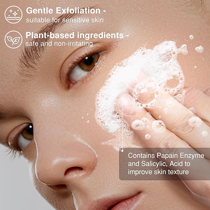 Microdermabrasion Facial Scrub with Rice Extract – Gentle Face Exfoliator for Instantly Smooth & Radiant Skin, Salicylic Acid & Papain to Improve Skin Texture, Blackheads, Refine Pores, 2.3 fl oz