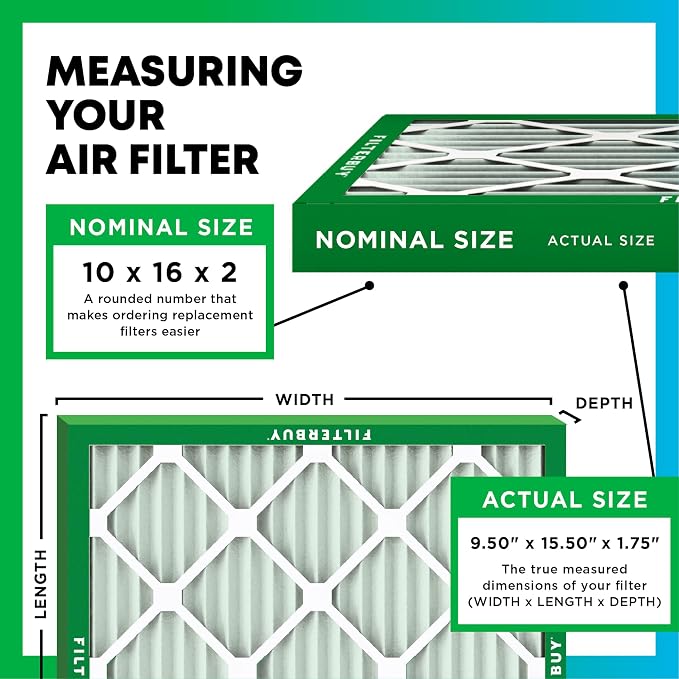 Filterbuy 10x16x2 Air Filter MERV 8 Essential Dust & Allergy Defense, - Image 2
