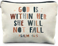 God is Within Her She Will not Fall Cosmetic Bag, Christian Gifts for Women, Bible Verse Gifts, Christian Makeup Bag, Religious Gifts for Christian Woman Cosmetic Bag Toiletry Bag