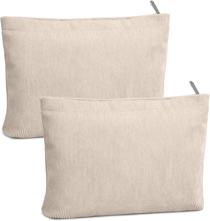 FITDON 2PCS Cosmetic Bags for Women Makeup Bag for Purse Small Corduroy Makeup Pouch Travel Make Up Bag with Zipper Toiletry Bag Organizer