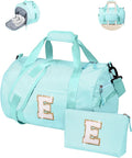 Tween Girl Gifts Trendy Stuff, Girls Travel Duffle Bag, Kids Initial Overnight Bags with Shoe Compartment, Personalized Weekend Bag with Cosmetic Pouch, Preppy Stuff (Letter E)