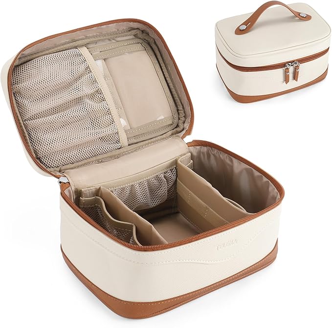 Telena Large Makeup Bag, Travel Toiletry Bag for Women, Vegan Leather Makeup Organizer Case Cosmetic Bag for Travel Essentials