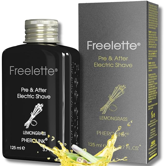 Pre Electric Shave After Shave Lotion Cream - Best For Close Shave - Smooth Irritation-Free Shaving - Shooting and Mousturising Formula Balm. Freelette. Pherolink 3.76 Ounce (Pack of 1), LEMONGRASS