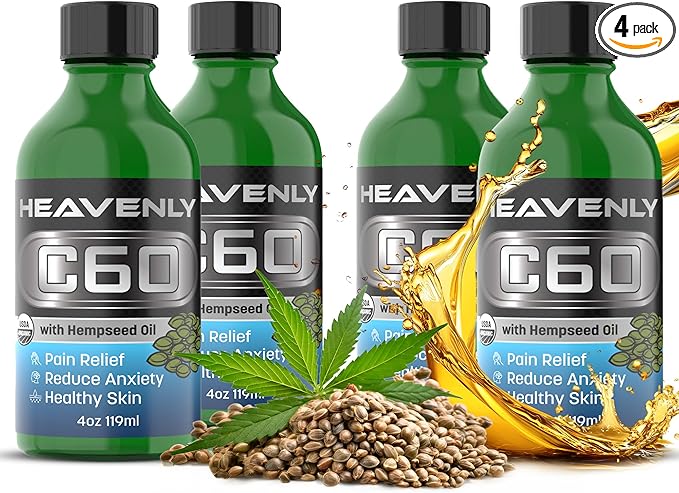 HNP Labs C60 Organic Hemp Seeds Oil - 99.99% C60, Food-Grade Supplement for Longevity & Wellness - 80mg C60 Organic Hemp Oil Boost Vitality, Anti-Aging Formula for Radiant Skin Lab-Tested for Purity