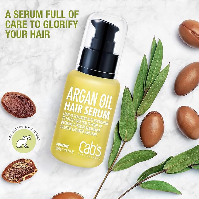 Cab's Argan Oil - Frizzy Control for Dry, Damaged & Coarse Hair, Nourishing and Repair Shine - Paraben Free, Sulfate Free 1.69 fl oz (Serum With Box)