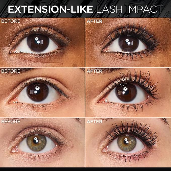 Black Waterproof Mascara for Volume and Length, Natural Defining Curling Long-Lasting Eyelashes, No Flaking, No Smudging (Black(2pcs))