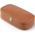 Vlando Travel Makeup Bag,Small Makeup Bag for Women,Gifts for Women Girls, Makeup Pouch Purse Travel Essentials Toiletries-Brown