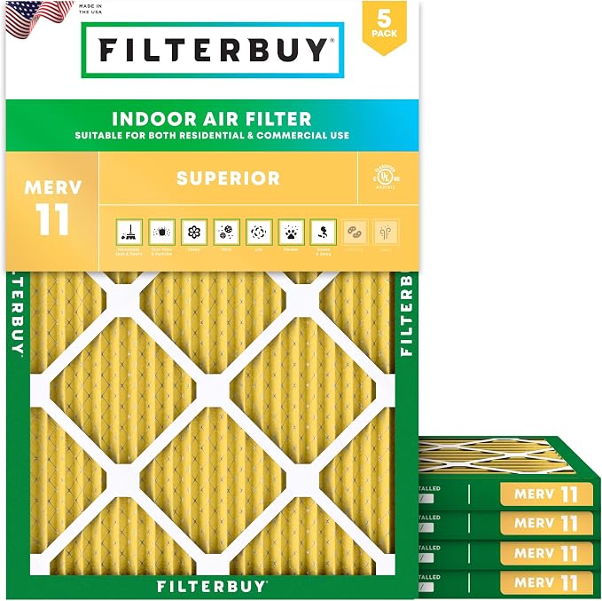 Filterbuy 20x27x1 Air Filter MERV 11 Superior Pet & Allergy Defense, by Filterbuy