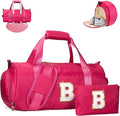 Birthday Gifts for Niece, Girls Travel Duffel Bag, Kids Initial Overnight Bags with Shoe Compartment, Customized Sport Gym Weekender Bag with Makeup Pouch, Sweet 16 Gift for Girl (Letter B)