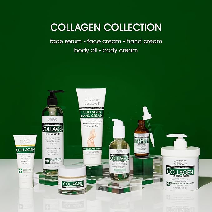 Advanced Clinicals Collagen Serum For Face | Visible Anti Aging Collagen Peptide Serum + Hyaluronic Acid Moisturizer Improves Look Of Wrinkles, Dry Skin, & Fine Lines, No added Fragrance, 1.75 Fl Oz