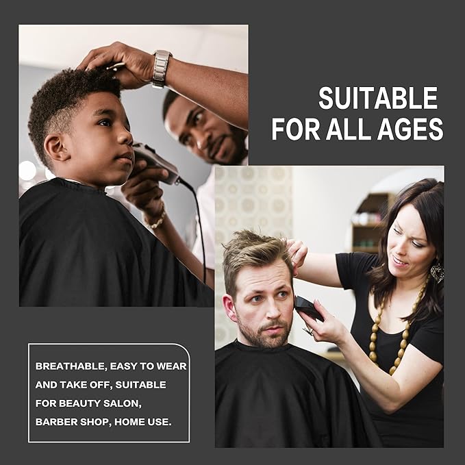 Salon Professional Barber Cape with Multi position Snap Closure Hair Cutting Kits Thin Hairdressing Capes for Unisex 47” * 56”