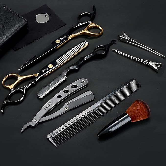 Professional Hair Shears Thinning Scissors Set, Fcysy Barber Shears Hair Cutting Scissors Kit, Hairdresser Trimming Salon Supplies