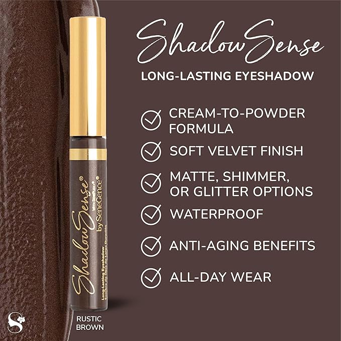 ShadowSense EyeShadow, Rustic Brown, 0.14 Oz, Matte Cream to Powder Eyeshadow, Long-Lasting, Anti-Aging, Waterproof, Smudge-Proof Formula for Flawless All-Day Wear