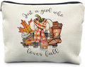 Just a Girl Who Loves Fall Makeup Bag, Fall Gifts for Women, Fall Lovers Gifts, Autumn Pumpkin Coffee Cosmetic Bag for Women, Fall Themed Gifts, Womens Makeup Bag, Fall Makeup Pouch